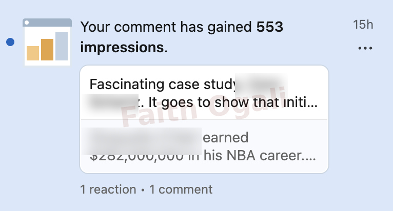 A comment generated 553 impressions.