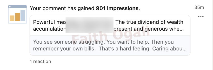 A comment generated 901 impressions.